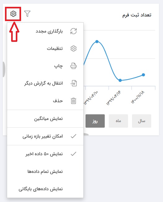 تنظیمات هر گزارش